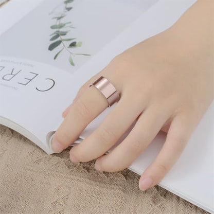 10mm Wide Stainless Steel Ring Simple Stylish Style Rose Gold/Silver Big Band Polished Flat Top for Men Women Size 5-15 - color: Rose Gold