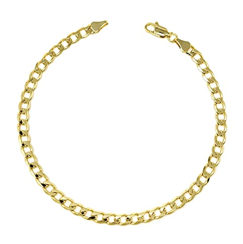 Gold Electroplated Anklet, Made in Korea - style: Dia-Cut Cuban Chain
