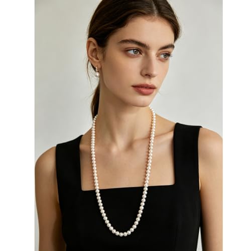 Long Pearl Beaded Necklace Layered Big Small Beads Pearl Necklaces Multi Strand Pearls Necklaces for Women Trendy Jewelry Gift - color: F: 120CM