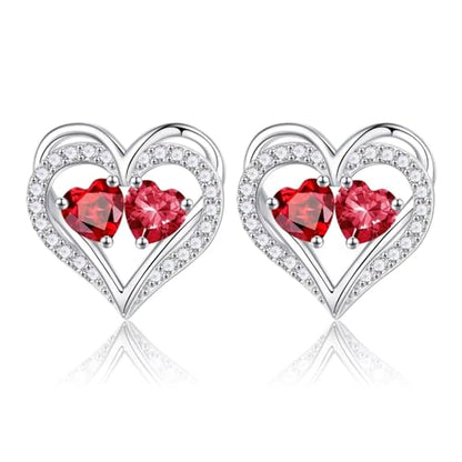 Heart Earrings for Women - Birthstone Earrings | 925 Sterling Silver, Stud Earrings, Gift Box Packaging, Anniversary Birthday Gifts for Women Wife Girlfriend Mom - color: 01-07-Jan-Jul Birthstone