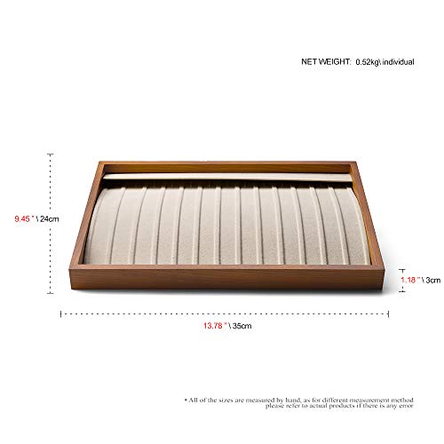 Oirlv Wood 13 Grids Necklace/Bracelet/Pendant Display Tray Jewelry Drawer Organizer Stackable Jewelry Trays (Creamy-white) | Stackable Design,for Jewelry Necklaces Bracelets and Watches,Organizing and Presentinge Legantly on Dressers&in Dresser - color: C