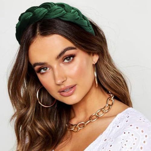 DRESHOW Velvet Braided Headband Women Hair Hoop Elastic Hair Bands Fashion Headbands for Women - color: 1 Pc Velvet Hair Hoop: Emerald Green