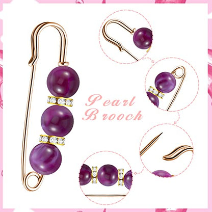 Hicarer 18 Pcs Pearl Safety Pin Brooches for Women Decorative Safety Pins for Clothing Sweater Shawl Clips Pant Waist Tightener Cardigan Collar Clips(Bright Style) - style: Bright Style