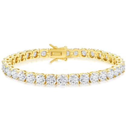 KRKC Tennis Bracelet for Women 14K White Gold Plated, AAAAA+ Classic Cubic Zirconia Bracelet with 2mm-5mm Width, Durable Gold Bracelets Jewelry Christmas Gift, Size 6.5-8 Inches Hypoallergenic - color: 5mm, Gold, size: 6.5 inches