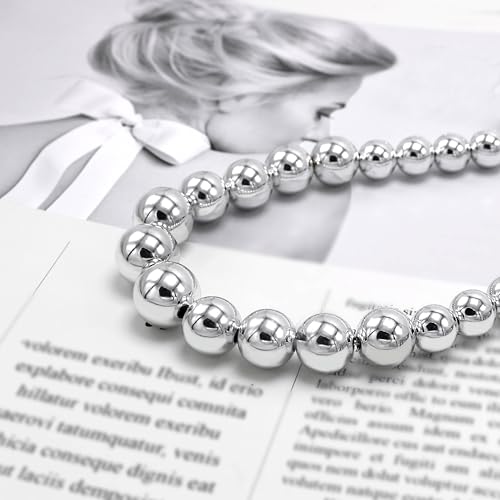 Cryshimmer Pearl Choker Necklace for Women Faux Pearl Beads Strand Necklace Earring Set Costume Jewelry,Gift for Wife Mother - color: Silver Plated