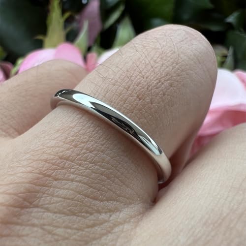 TUTISS 2mm 3mm 4mm 5mm 6mm 7mm 8mm 10mm White Tungsten Rings for Men Women Engagement Wedding Bands Domed Polished Shiny Comfort Fit - color: 2mm White Tungsten