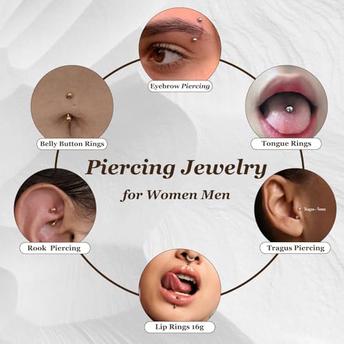 9PCS Gold Eyebrow Piercing Jewelry Titanium, Rook Jewelry Gold Surgical Steel Silver Eyebrow Rings for Women Men CZ Tiny Labret Lip Daith Navel Belly Button Helix Tragus Piercing Jewelry 16G 6mm/8mm/10mm - style: Eyebrow-6mm-9pcs