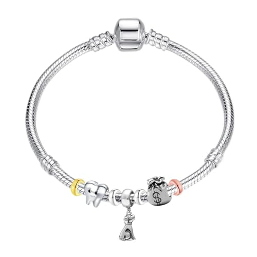 Clip Stopper Charms Sterling Silver Rondelle Spacer Bead Charm Stopper Charm for Pandora Charm Bracelets - color: Silver（6 PCS）