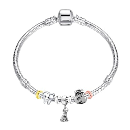 Clip Stopper Charms Sterling Silver Rondelle Spacer Bead Charm Stopper Charm for Pandora Charm Bracelets - color: Silver（6 PCS）