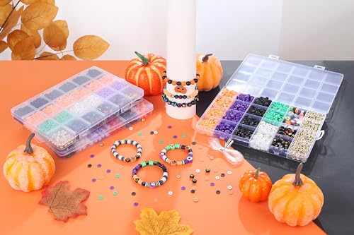2000+ Pcs Clay Beads Bracelet Making Kit, Halloween Beads for Friendship Bracelet Kit & Varieties of Charms Jewelry Making Jewelry Kit Suit for 14 Years of Age and Older - color: Halloween Clay Bead Set
