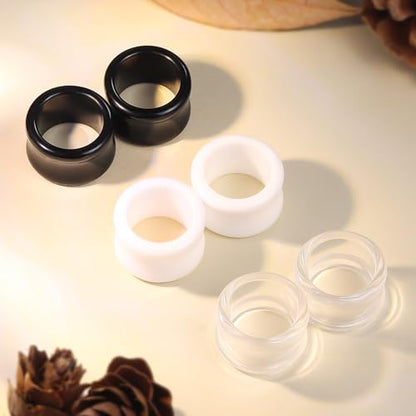 6G-50mm Hollow Acrylic Ear Plugs Tunnels for Women Men Double Flared Saddle Ears Gauge Plug Stretcher Expander Piercing Body Jewelry Black White Clear 1 Pairs - color: Clear, size: 2 Gauge = 6mm = 1/4 inch