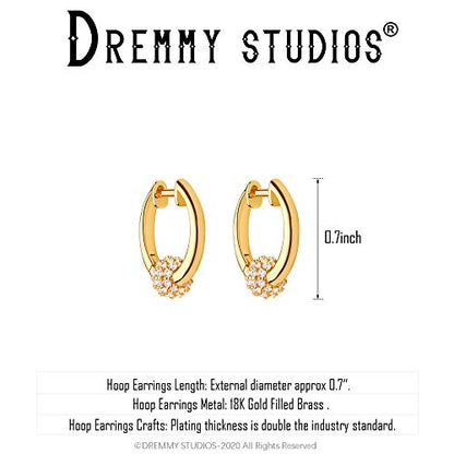 DREMMY STUDIOS Gold Dainty Huggie Hoop Earrings 18K Gold Plated Exquisite Open Tassel Dangle Charm Drop Sleeper Geometric Cross Coin Star Heart White CZ Simple Hypoallergenic Earrings for Women - color: Drop-White Ball