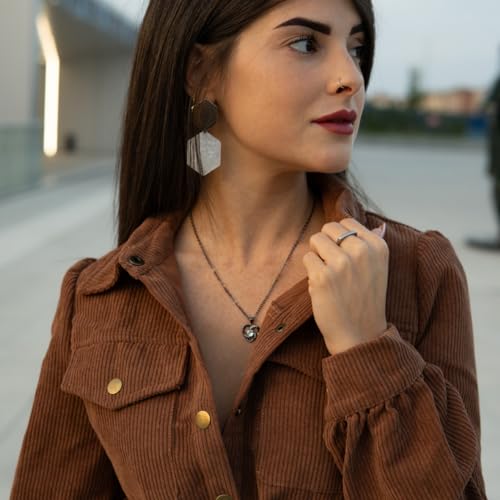 SERASAR Black Heart Pendant Necklace Women Jewelry I Love You Gift Wife Her - color: Black, style: Emotion