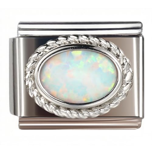 Birthstone Charms for Italian Charm Bracelet, 9mm, Birthday Gift - color: October