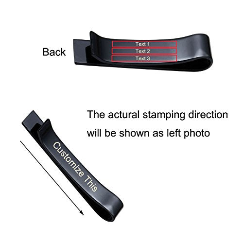 Zysta Free Engraving - Personalized Custom Mens High Polished Stainless Steel Mens Tie Bar Clip for Regular Ties + Gift Box - color: Black