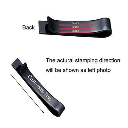 Zysta Free Engraving - Personalized Custom Mens High Polished Stainless Steel Mens Tie Bar Clip for Regular Ties + Gift Box - color: Black