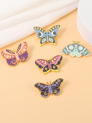 Cartoon Animal Enamel Brooch Set Cute Butterfly Duck Cat Lapel Pins for Backpacks Jacket Decoration Gifts for Friends - style: Butterfly