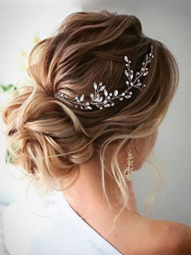 JAKAWIN Bride Wedding Hair Piece Rhinestone Bridal Hair Accessories Diamond Hair Vine for Women HV113 - color: 1 Silver