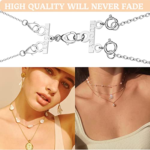 Dailyacc Lucky Necklace Layering Clasp 18K Gold and Silver Multi Strand Clasps for Stackable Necklaces - color: 1Pcs Silver 2 Clasp