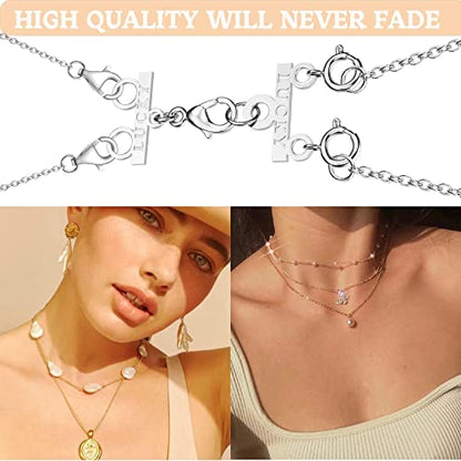 Dailyacc Lucky Necklace Layering Clasp 18K Gold and Silver Multi Strand Clasps for Stackable Necklaces - color: 2Pcs 2Silver 2Gold