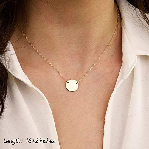 Turandoss Dainty Layered Choker Necklace, Handmade Y Pendant Necklace Multilayer Bar Disc Necklace Adjustable Layering Choker Necklaces for Women - style: 2PCS - Small Disc&Disc