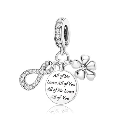 925 Sterling Silver Bead Charm for Pandora Bracelets and Necklaces,Pink Bow Cherry Butterfly Blue Ocean Pendant Bead Charms Jewelry Present Valentines Gifts for Wife/Girlfriend Women - style: All of Me Loves All of You