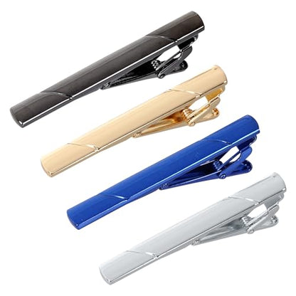 4 Pcs Stainless Steel Tie Clips for Men Classic Tie Bar Clip for Formal Business Wedding Party Fathers Day Gift - style: Modern