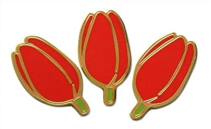 Novel Merk Flower Blossom Floret - Sunflower, Daffodil, & Other Lapel Pin, Hat Pin & Tie Tack Set - with Clutch Back - style: 3- Tulip