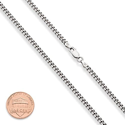 Miabella Italian Thick 925 Sterling Silver Cuban Link Chain Men Necklace | 3.2mm, 5mm, 7mm, Heavy, Solid Curb, Fine Jewerly, Made in Italy - size: Length 26 Inches, style: 3.2mm