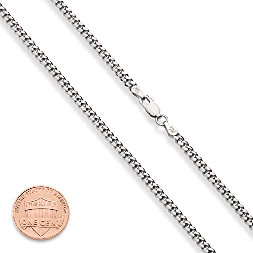 Miabella Italian Thick 925 Sterling Silver Cuban Link Chain Men Necklace | 3.2mm, 5mm, 7mm, Heavy, Solid Curb, Fine Jewerly, Made in Italy - size: Length 24 Inches, style: 3.2mm
