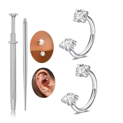 18 Nose Rings Studs Surgical Stainless Steel Hypoallergenic L Shaped Nose Piercing Jewelry for Women Men Silver Black Nostril Hoop Rings 18 Gauge - style: B1 - Horseshoe ring 18g 6mm small silver