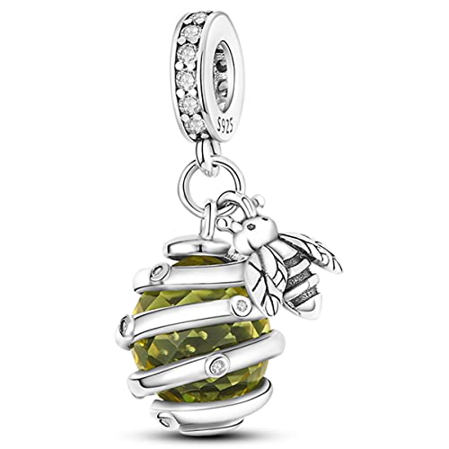 MULA 925 Sterling Silver Charms for Bracelets and Necklace Family Pendants | Airplane Travel Dangle Beads Family Tree Jewelry Charms for Women - color: Honeycomb and Bee Charm