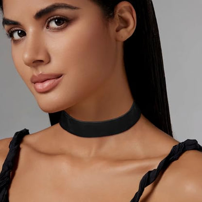 Velvet Choker Necklace for Women Goth Halloween Y2K Ribbon Collar Set - color: 2.54cm-12pcs-mix color