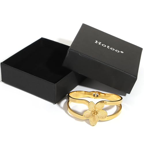 hotoo Gold Plated Bangle Bracelet for Women - style: Flower