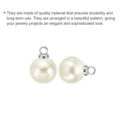PATIKIL Pearl Charm, 100pcs Pearl Beads Faux Pearl Pendant Charm DIY for Jewelry Making Bracelets Earrings Necklace Crafts - color: Silvery Beige, size: 8mm