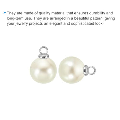 PATIKIL Pearl Charm, 100pcs Pearl Beads Faux Pearl Pendant Charm DIY for Jewelry Making Bracelets Earrings Necklace Crafts - color: Silvery Beige, size: 8mm