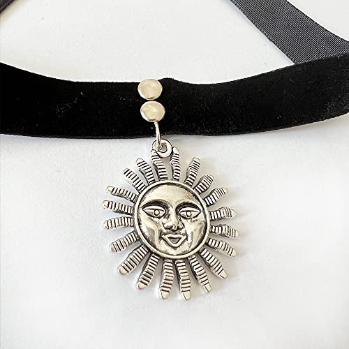 Harajuku Gothic sun pendant necklace collar Lace Choker Necklace