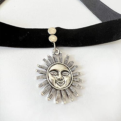 Harajuku Gothic sun pendant necklace collar Lace Choker Necklace