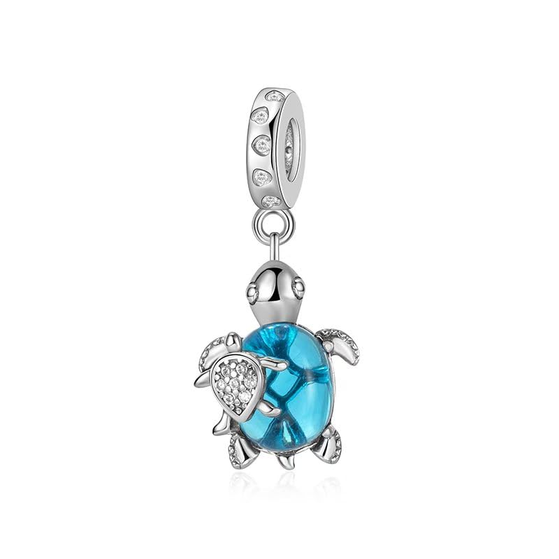 Gold Flower Family Charms for Bracelet Bead Charm for Women Jewelry Present - style: Blue Sea Turtle