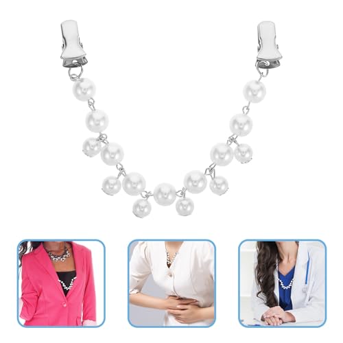 Elegant Vintage Pearl Cardigan Collar Clips for Women No Fastener Design Alloy Sweater Clips for Autumn and Winter Fashion