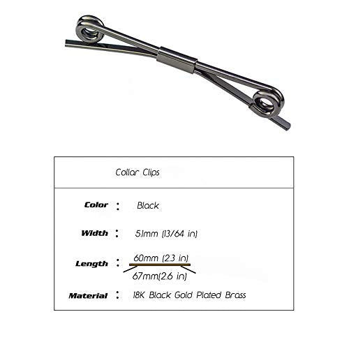 Tight Necktie Tie Clips Collar Bar Shirt Collar Stay Tie Pins Cravat Clips Silver Gold Black Tone Metal Collar Pin Jewelry Accessories for Men - color: Black