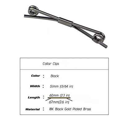 Tight Necktie Tie Clips Collar Bar Shirt Collar Stay Tie Pins Cravat Clips Silver Gold Black Tone Metal Collar Pin Jewelry Accessories for Men - color: Black