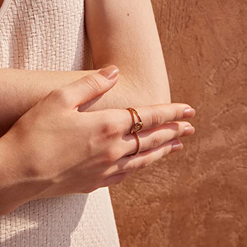 Valloey Rover Gold Rings for Women Non Tarnish Thumb Ring | 14k Gold Plated Adjustable Open Cross Wedding Rings Waterproof Fashion Statement Jewelry for Women Trendy Gift - color: 2Circle