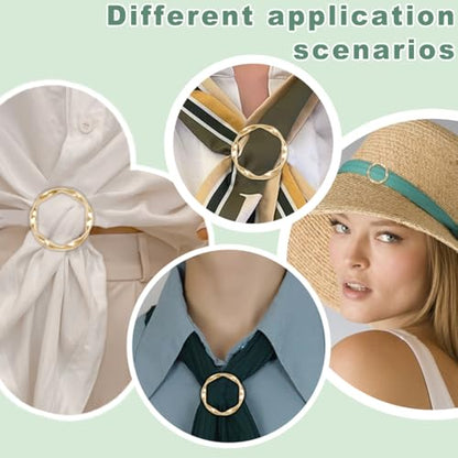 18Pcs Shirt Ties Clips for Women Silk Scarf Ring Clip T-Shirt Buckle Ring Clip Metal Round Circle Clip Clothes Clip - color: Gold