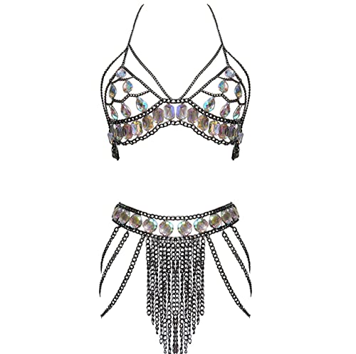 Women's Sexy Suit Body Chain - color: E-Black