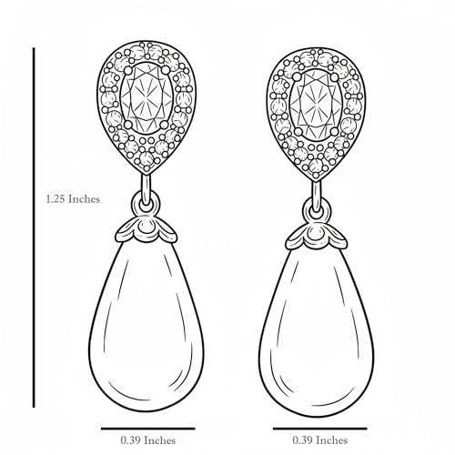 Mariell Pearl Bridal Wedding Drop Earrings with CZ Crystals for Brides, Bridesmaids, Birthday Gift - color: Gold Clip On - Clear Cubic Zirconia