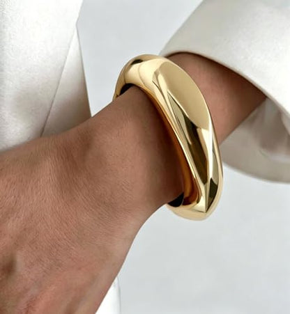 Gold Bracelets for Women Trendy Silver Bangle Cuff Bracelet Jewelry Gifts | Adjustable Size, 14K Gold Plated Chunky Bracelet - color: Gold - Style B