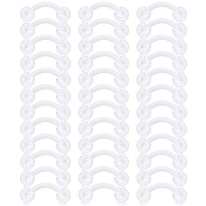 16G Clear Plastic Curved Barbells Eyebrow Ring Snake Eyes Tongue Rings Acrylic Bioflex Cartilage Helix Tragus Earrings Nipple Belly Lip Ring Piercing Retainer Length 6mm 8mm 10mm 12mm 36pcs - color: 36Pcs 16G 6mm