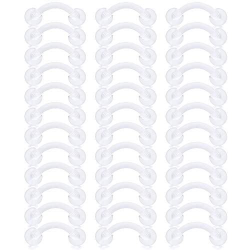 16G Clear Plastic Curved Barbells Eyebrow Ring Snake Eyes Tongue Rings Acrylic Bioflex Cartilage Helix Tragus Earrings Nipple Belly Lip Ring Piercing Retainer Length 6mm 8mm 10mm 12mm 36pcs - color: 36Pcs 16G 6mm