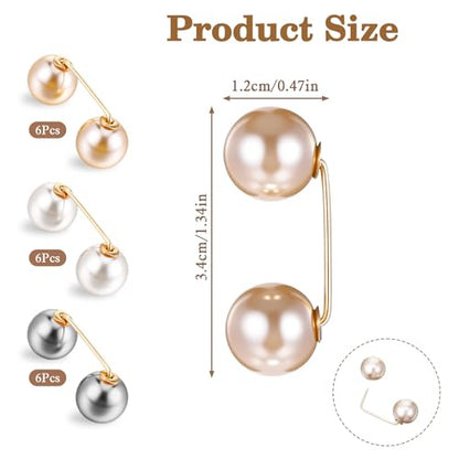 18 Pcs Artificial Pearl Brooch Pins, Sweater Shawl Clips, Tops Clothing Decorative Clips Anti-Exposure Neckline Safety Pins for Clothes Decorative Pin for Clothing Cardigan Dress Sweater